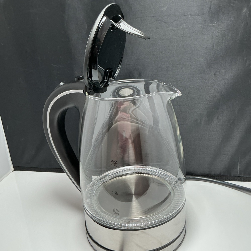 Brentwood 1.7L Cordless Electric Glass Kettle Hot Water Boiler Blue LED Black - Picture 5 of 12